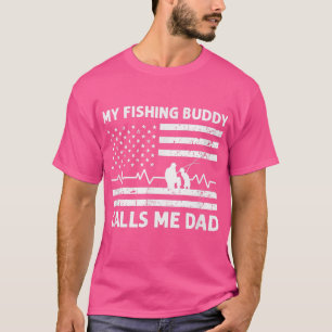 Mens My Fishing Buddy Calls Me Dad US American Fla T-Shirt