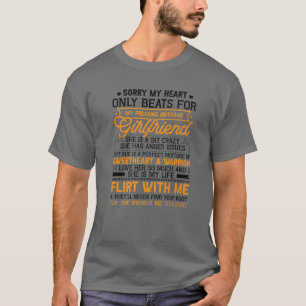 Mens My Heart Beats For My Girlfriend Funny Boyfri T-Shirt