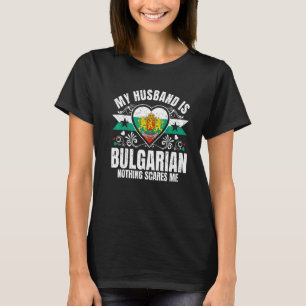 Mens My Husband Is Bulgarian Pride Flag Heritage R T-Shirt