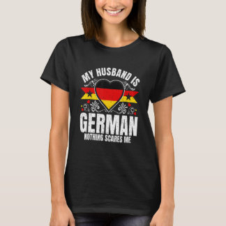 Mens My Husband Is German Pride Flag Heritage Root T-Shirt
