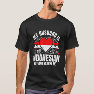 Mens My Husband Is Indonesian Pride Flag Heritage  T-Shirt
