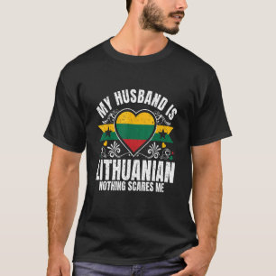 Mens My Husband Is Lithuanian Pride Flag Heritage  T-Shirt