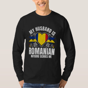 Mens My Husband Is Romanian Pride Flag Heritage Ro T-Shirt