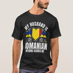 Mens My Husband Is Romanian Pride Flag Heritage Ro T-Shirt
