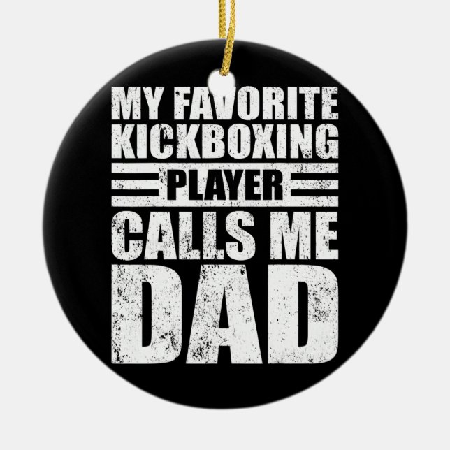 Mens My Kickboxing Player Calls Me Dad Kickboxing Ceramic Tree Decoration (Front)