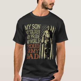 Mens My Son Is A Soldier Hero Proud Army Dad US Mi T-Shirt