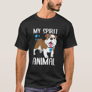 Mens My Spirit Animal Bulldog I Love Dad Heart Val T-Shirt