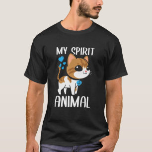 Mens My Spirit Animal Cat I Love Dad Heart Valenti T-Shirt