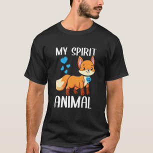 Mens My Spirit Animal Fox I Love Dad Heart Valenti T-Shirt
