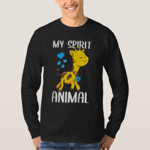 Mens My Spirit Animal Giraffe I Love Dad Heart Val T-Shirt