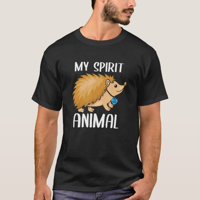 Mens My Spirit Animal Hedgehog I Love Dad Heart Va T-Shirt (Front)