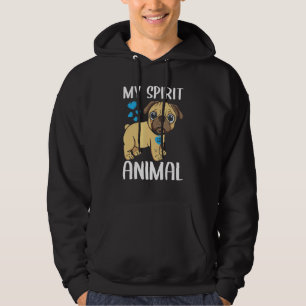 Mens My Spirit Animal Pug Dog I Love Dad Heart Val Hoodie