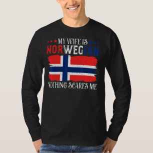 Mens My Wife Is Norwegian Nothing Scares Me  Husba T-Shirt