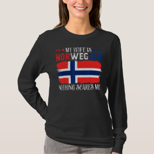 Mens My Wife Is Norwegian Nothing Scares Me Husba T-Shirt