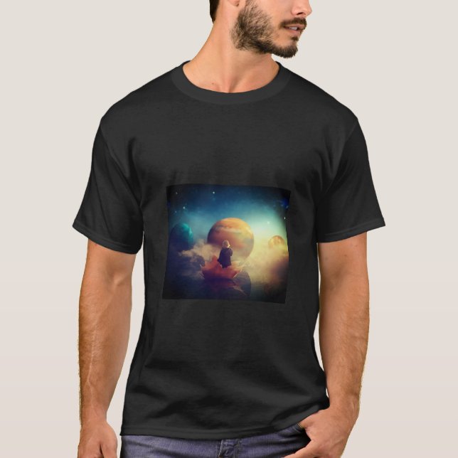 men's mystical child and planets t-shirt (Front)