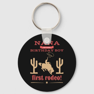 Mens Nana First Rodeo 1st Birthday Cowboy Family Key Ring