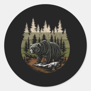 Mens Nature Graphic Tees Bears Animal Wildlife Out Classic Round Sticker