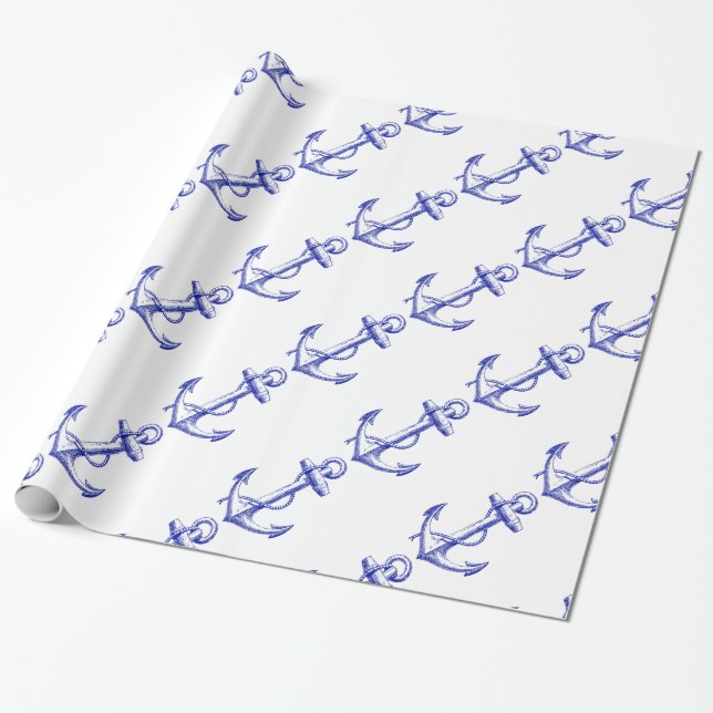 Men's Nautical Boat Anchor Wrapping Paper (Unrolled)