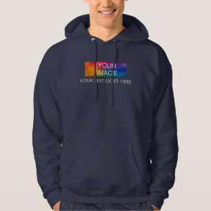 Men's Navy Blue Hoodies Your Image Logo Text Here