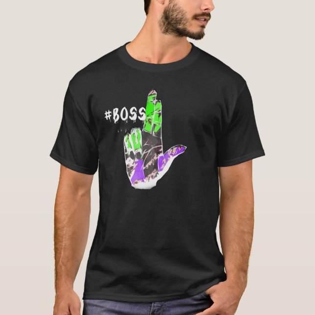 Mens Neon Green and purple Boss Tee (Front)