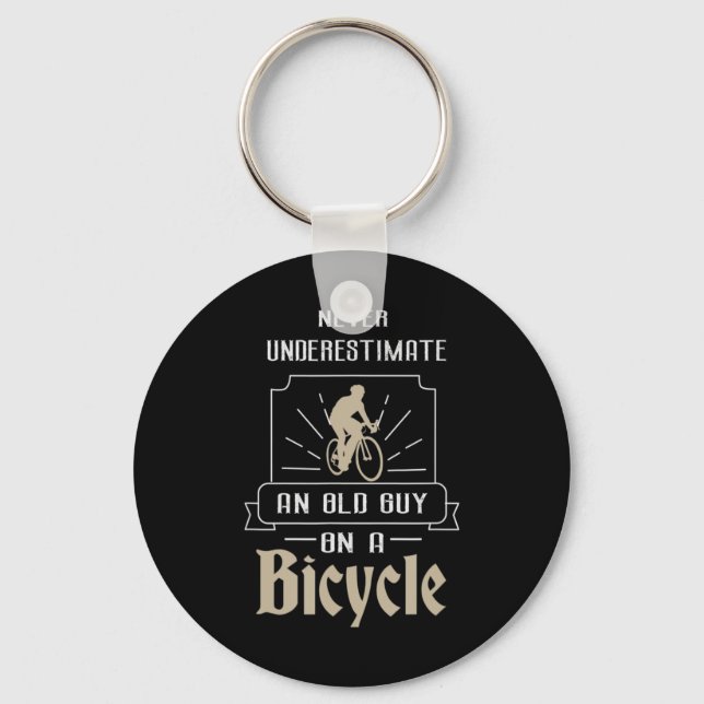 Mens Never Underestimate An Old Guy On A Bicycle C Key Ring (Front)