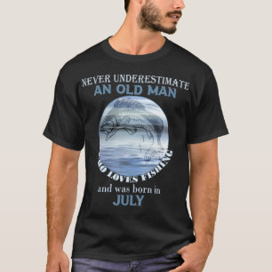 Mens Never Underestimate an Old Man Loves Fishing T-Shirt