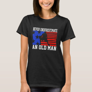 Mens Never Underestimate An Old Man USA Flag Bas T-Shirt
