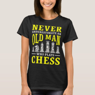 Mens Never Underestimate An Old Man Who Plays Ches T-Shirt
