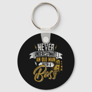 Mens Never Underestimate An Old Man With A Bass Gu Key Ring