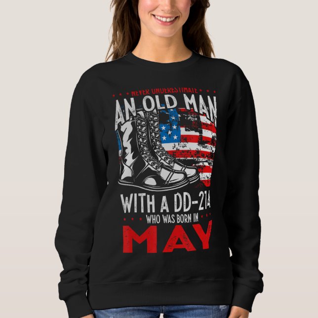 Mens Never Underestimate An Old Man With A Dd 214  Sweatshirt (Front)