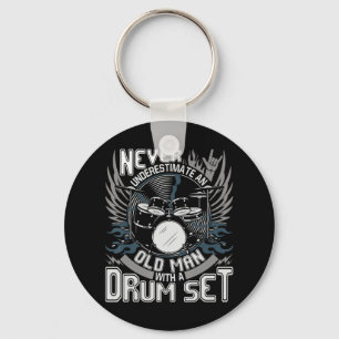 Mens Never Underestimate An Old Man With A Drum Se Key Ring