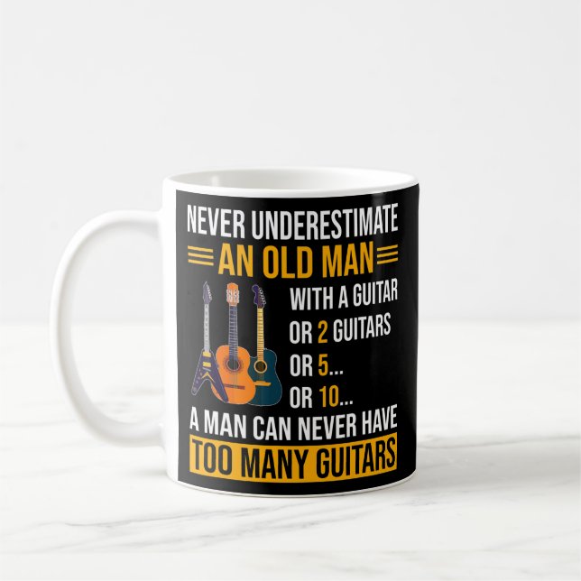 Mens Never Underestimate An Old Man With A Guitar Coffee Mug (Left)