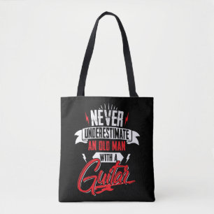 Mens Never Underestimate an Old man with a Guitar Tote Bag