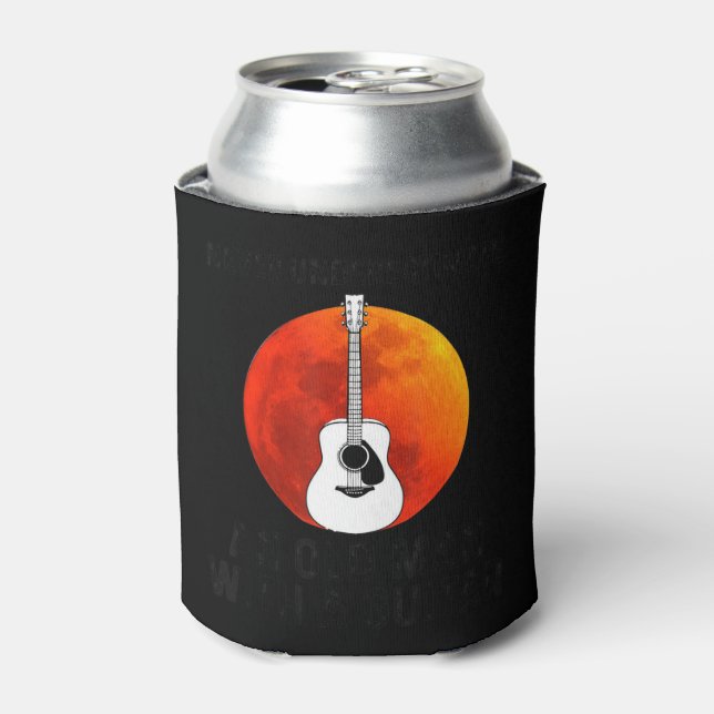 Mens Never Underestimate an Old Man with a Ham Rad Can Cooler (Can Front)