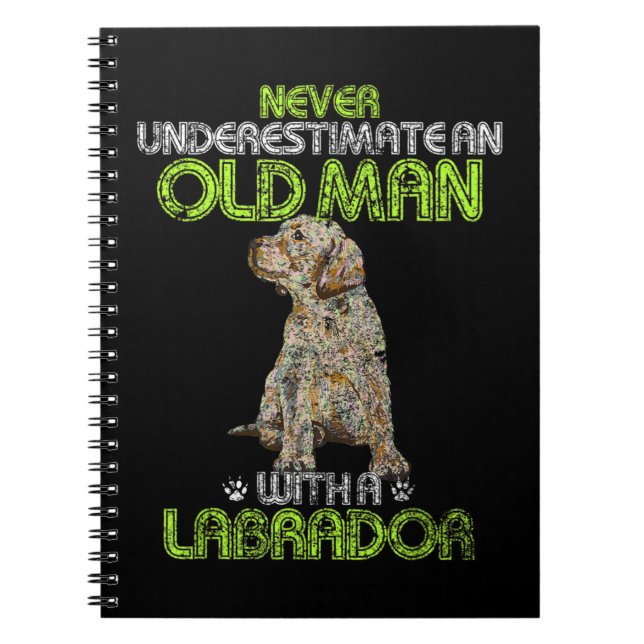 Mens Never Underestimate an old man with a Motorho Notebook (Front)