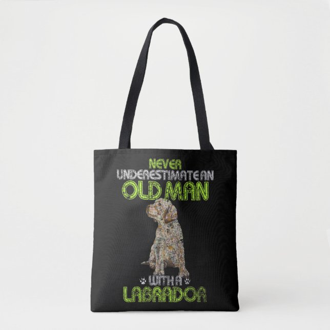 Mens Never Underestimate an old man with a Motorho Tote Bag (Front)
