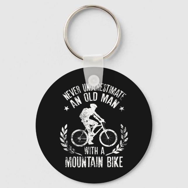 Mens Never Underestimate An Old Man With A Mountai Key Ring (Front)