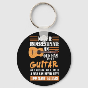Mens Never Underestimate Old Man with Pickleball P Key Ring