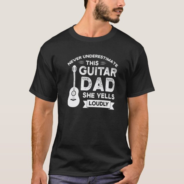 Mens never underestimate this guitar guitar string T-Shirt (Front)