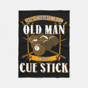 Mens Never Underestime An Old Man With A Cue Stick Fleece Blanket