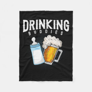 Mens New Dad Beer And Milk Joke  Fleece Blanket