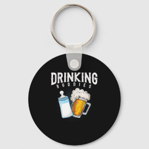 Mens New Dad Beer And Milk Joke Key Ring