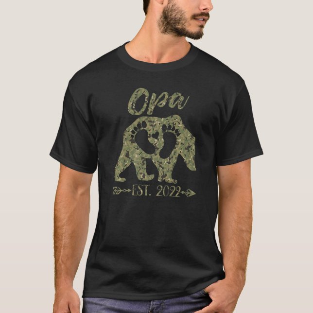 Mens New Opa Grandpa Bear Est 2022 Baby Announceme T-Shirt (Front)