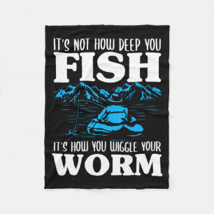 Mens Not How Deep Fish How Wiggle Worm Performance Fleece Blanket
