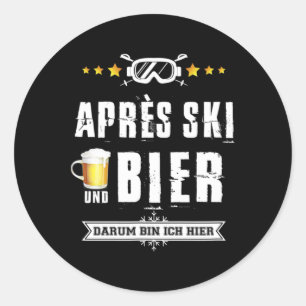 Mens Novelty Apres Ski Party Beer Shirt Skiing Fun Classic Round Sticker
