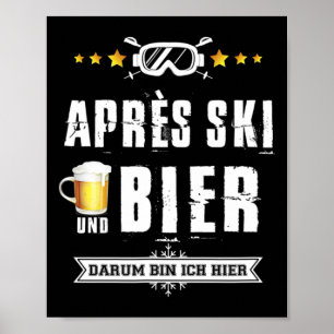 Mens Novelty Apres Ski Party Beer Shirt Skiing Fun Poster