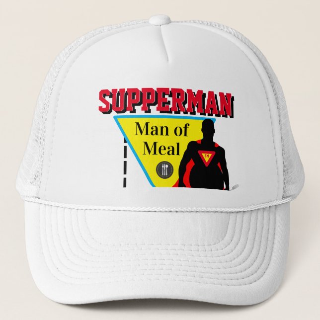 Mens Novelty SUPPERMAN Sports Baseball Style Trucker Hat (Front)
