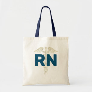 Men's Nursing RN Caduceus Symbol Navy Blue Tote Bag