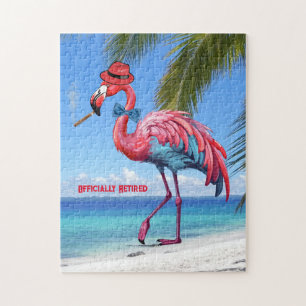 Men's Officially Retired Flamingo Tropical Beach Jigsaw Puzzle