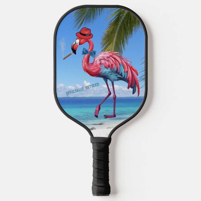 Men's Officially Retired Flamingo Tropical Beach  Pickleball Paddle (Front)